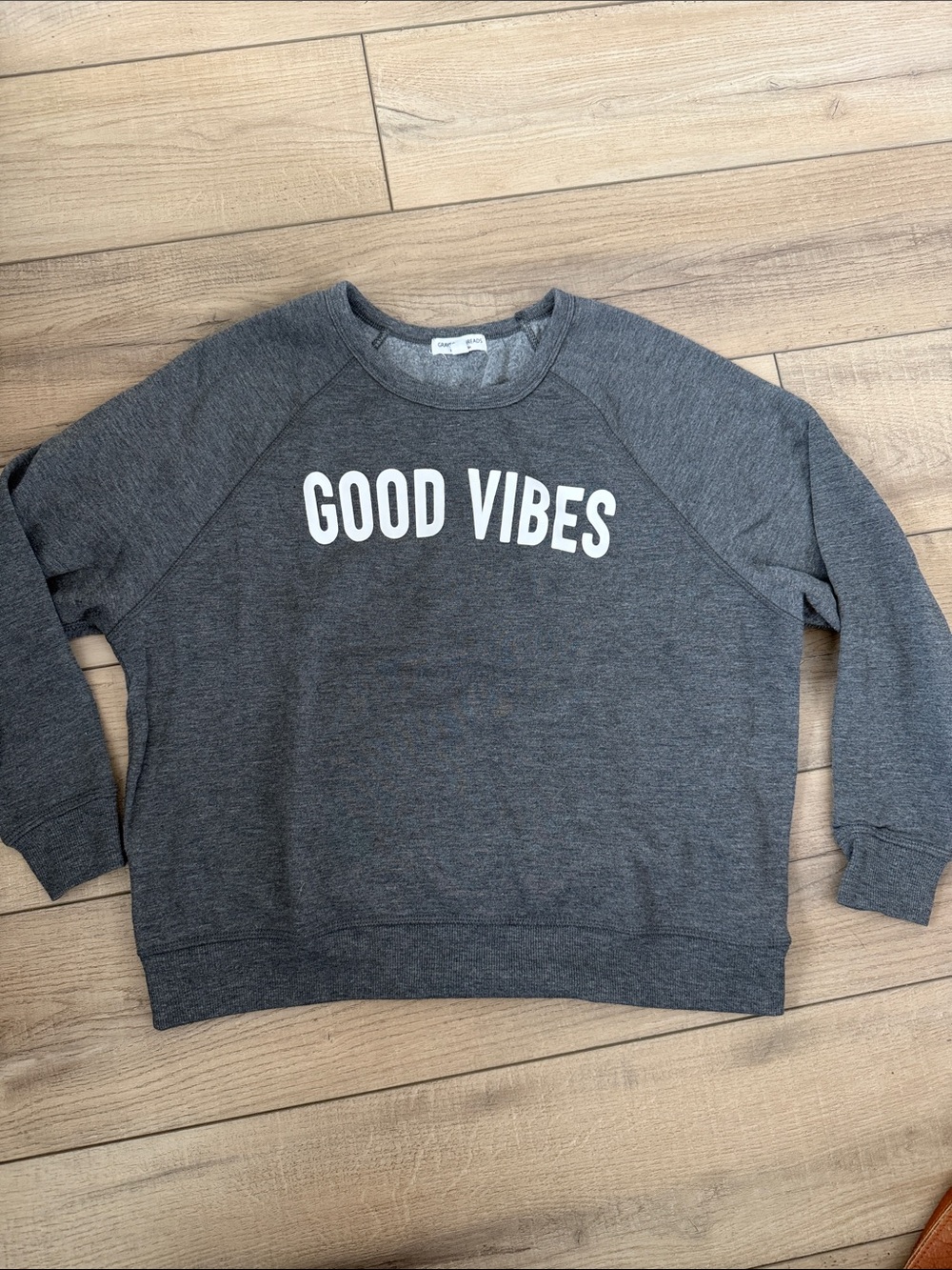 Grayson Threads Women's Crewneck Sweatshirt - Dark Gray with White 'GOOD VIBES'